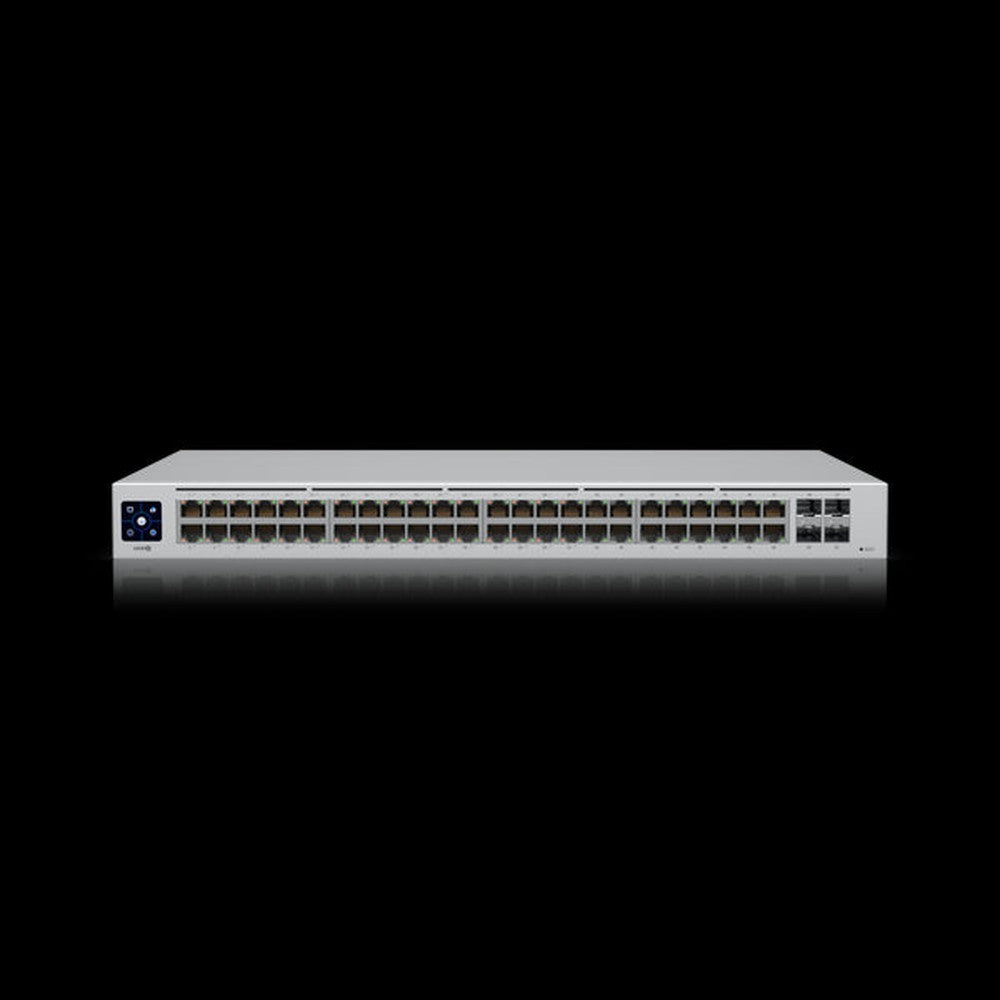 Ubiquiti UniFi 48 port Managed Gigabit Layer2 switch,  48x Gigabit Ethernet Ports w/ 32x 802.3at POE+, 4x SFP Port Touch Display 195W, Incl 2Yr Warr