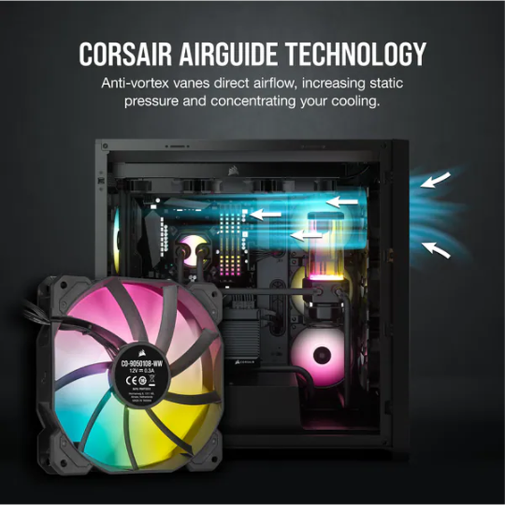 Corsair SP120 RGB ELITE 120mm RGB LED Fan with AirGuide Single Pack