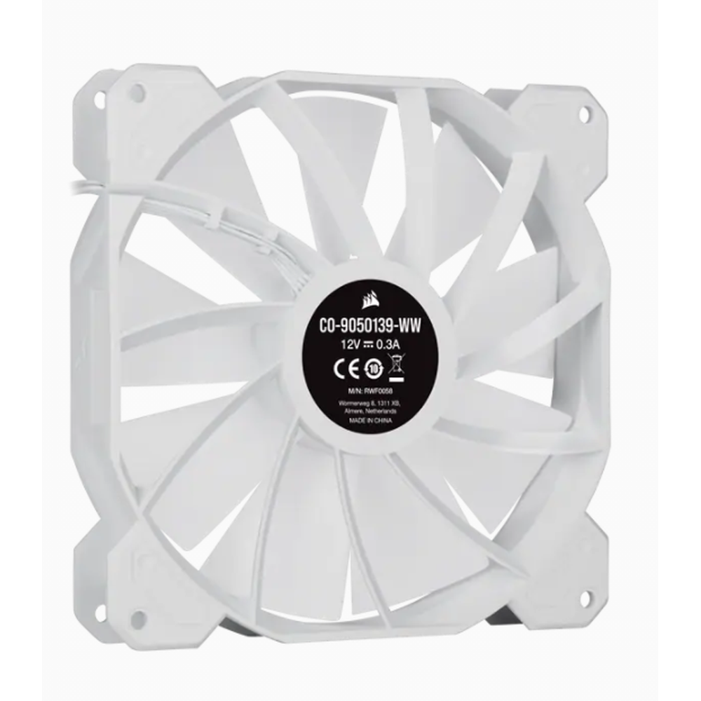 Corsair White SP140 RGB ELITE 140mm RGB LED Fan with AirGuide Dual Pack with Lighting Node CORE