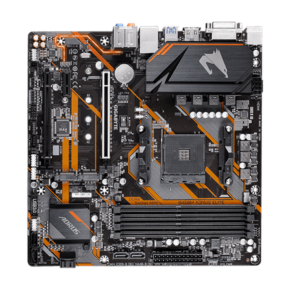 Gigabyte AMD B450 AORUS MB w Hybrid Digital PWM Dual NVMe PCIe Gen3