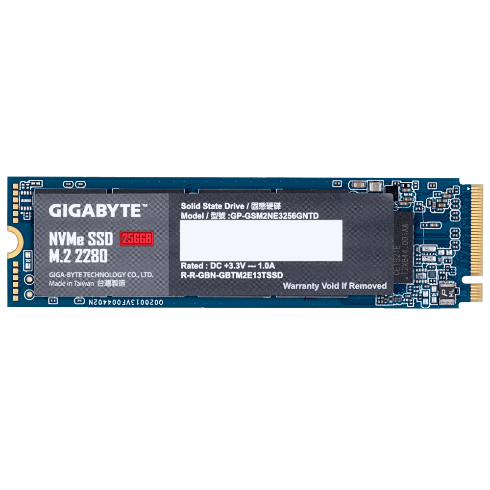 Gigabyte SSD M.2(2280) NVMe PCIE 3x4 256GB Read:1700MB/s(180k IOPs)Write:1100MB/s(250k IOPs) 2.6W 5 Years Limited