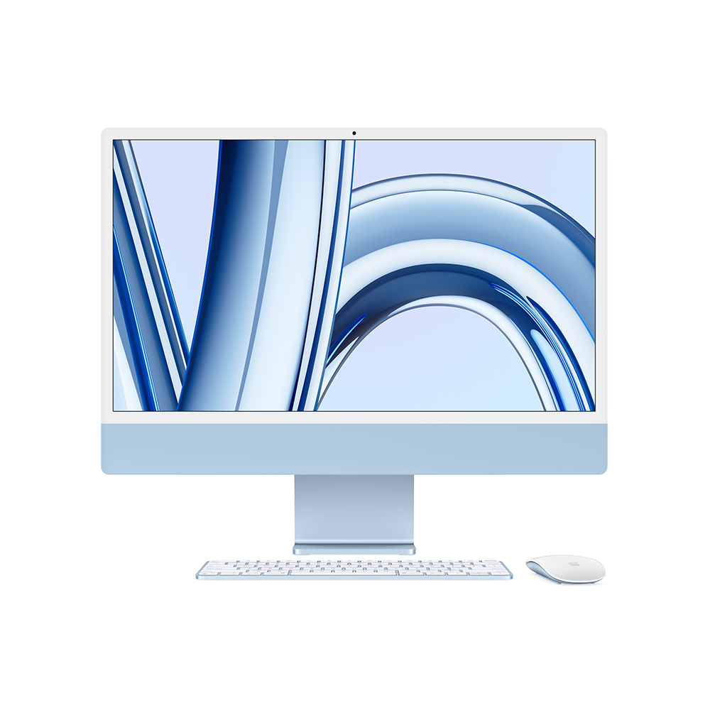 Apple 24-inch iMac with Retina 4.5K display: Apple M3 chip with 8core CPU and 10core GPU//256GB SSD//Blue