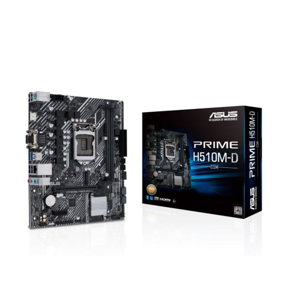 Asus Intel H510 (LGA 1200) micro ATX motherboard with PCIe 4.0 32Gbps M.2 slot Intel 1 Gb Ethernet HDMI D-Sub USB 3.2 Gen 1 Type-A SATA 6 Gbps COM