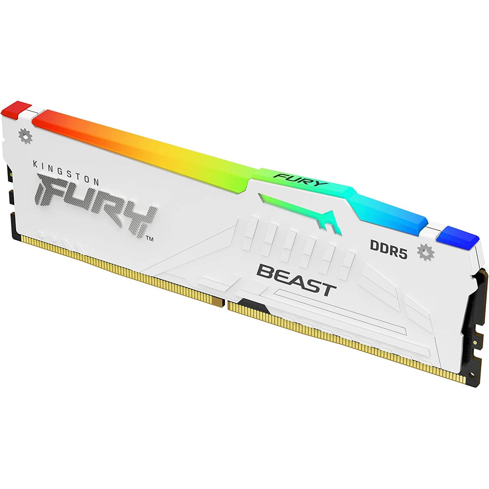 Kingston Fury Beast White RGB XMP 32GB 6000MT/s DDR5 CL40 DIMM Desktop Gaming Memory Kit with 2 - KF560C40BWAK2-32