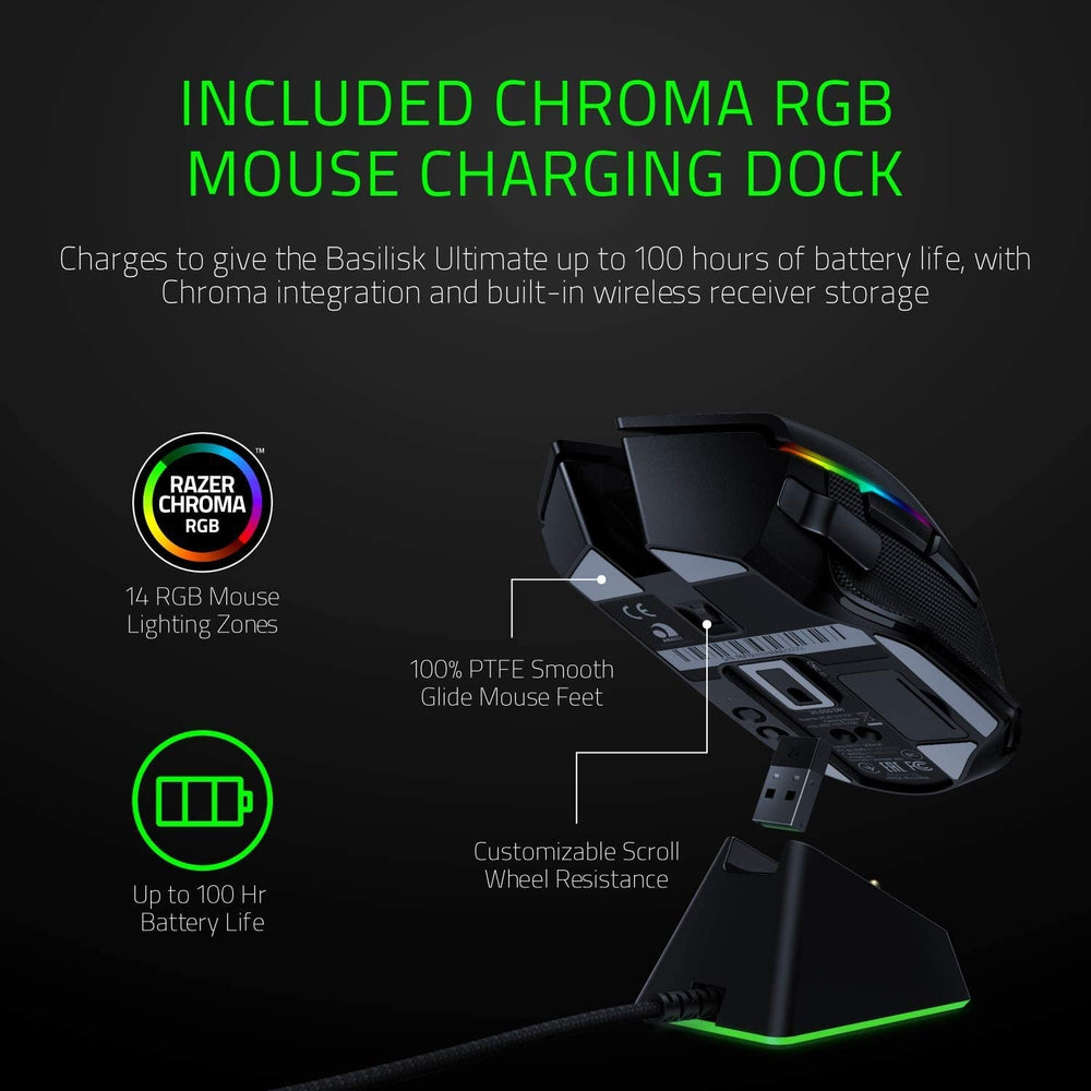 Razer Basilisk Ultimate -Wireless Gaming Mouse with Charging Dock - AP Packaging