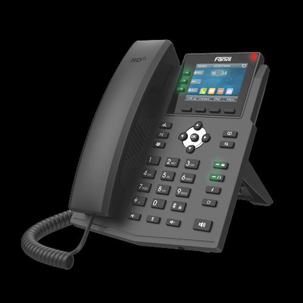 Fanvil X3U Pro Enterprise IP Phone - 2.8' Colour Screen, 3 Lines, No DSS Buttons, Dual Gigabit NIC, HD Audio Quality, 6 SIP Lines, PoE