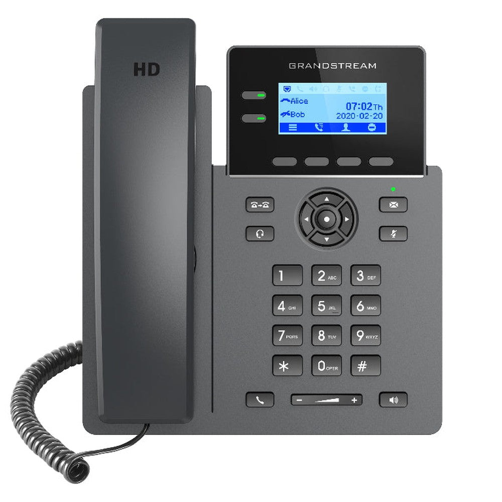 Grandstream GRP2602P Carrier Grade 2 Line IP Phone, 4 SIP Accounts, 132x48 Backlit Screen, HD Audio, Powerable Via POE, 5 way Conference,  1Yr Wty