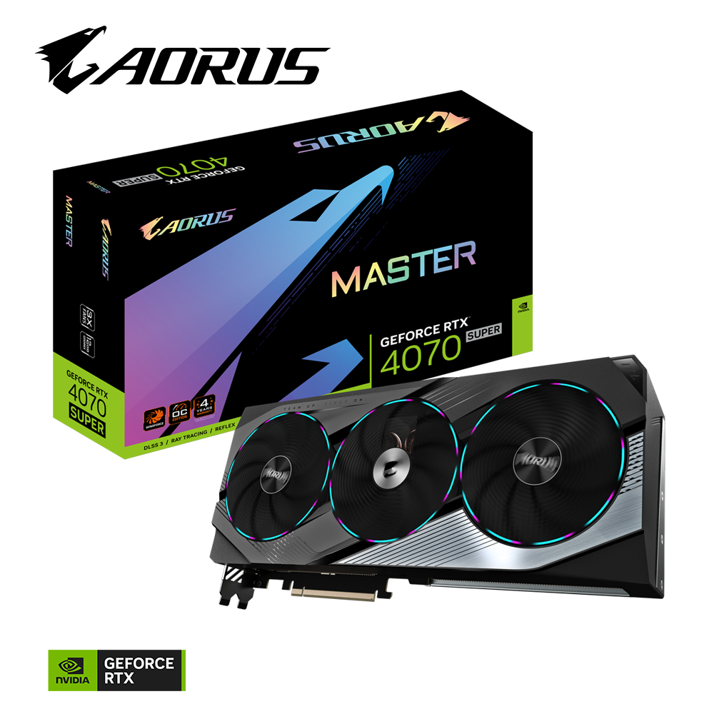 Gigabyte AORUS GeForce RTX 4070 SUPER MASTER 12G GDDR6X 192 bit/2655MHz/PCI-E 4.0/Max Res 7680x4320/3x DP 1.4a & 1x HDMI 2.1a