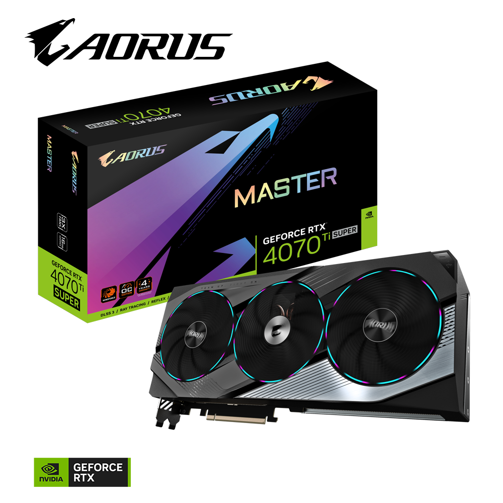 Gigabyte AORUS Nvidia GeForce RTX 4070 Ti SUPER MASTER 16G GDDR6X 256 bit/2670MHz/PCI-E 4.0/Max Res 7680x4320/3x DP 1.4a & 1x HDMI 2.1a