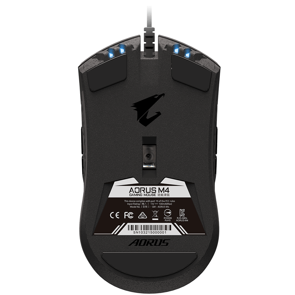 Gigabyte AORUS M4 Gaming Mouse 6400dpi Pixart 3988 Optical Sensor 4 side buttons USB Corded RGB Fusion 2.0