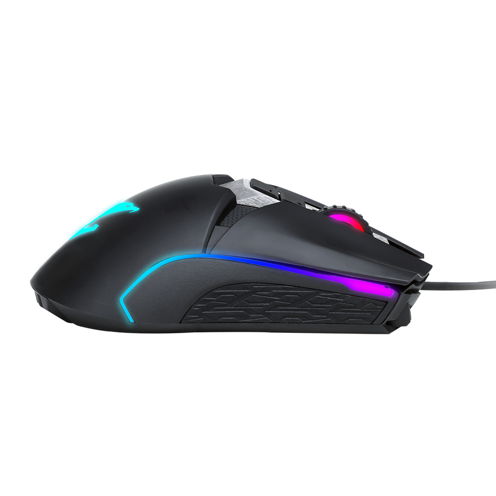 Gigabyte AORUS M5 Ergonomic Right-handed Gaming Mouse 16000dpi Pixart 3389 Optical Sensor 2 side buttons USB Corded RGB Fusion 2.0