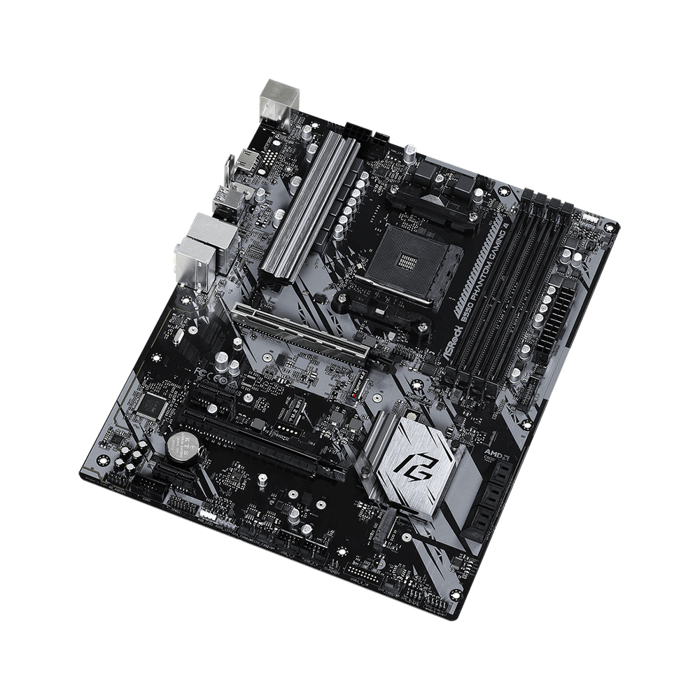 ASRock AMD B550; 4 DDR4; PCIe 4.0 x16 PCIe 3.0 x16 2 PCIe 3.0 x1 M.2 WiFi Key E; 6 SATA3 Hyper M.2 (PCIe) M.2 (PCIe); 8 USB 3.2 ; Graphics: HDMI