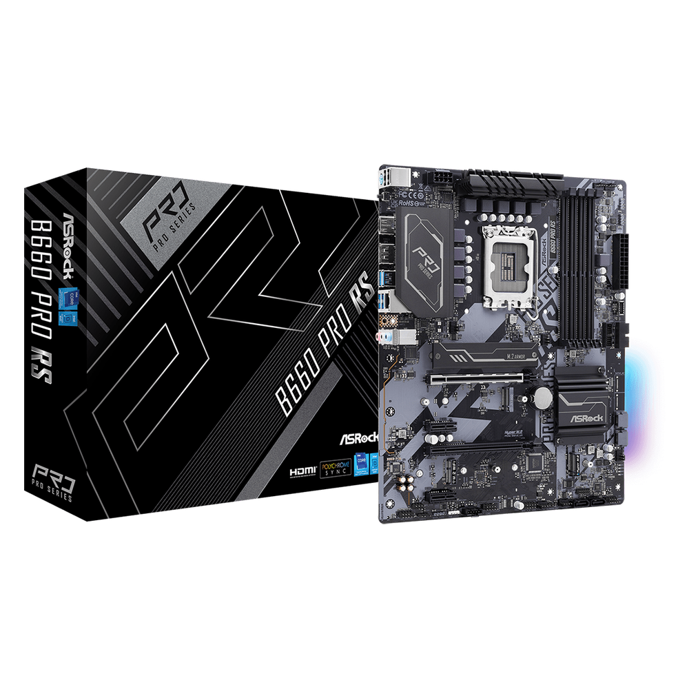 B660 Chipset ATX12*9.6 4 PCB Layer 8+1 Dr.MOS 4 DIMMs DDR4 12K Caps PCIe x16 2 (4.0x16 3.0x4) HDMI DP SATA3 4