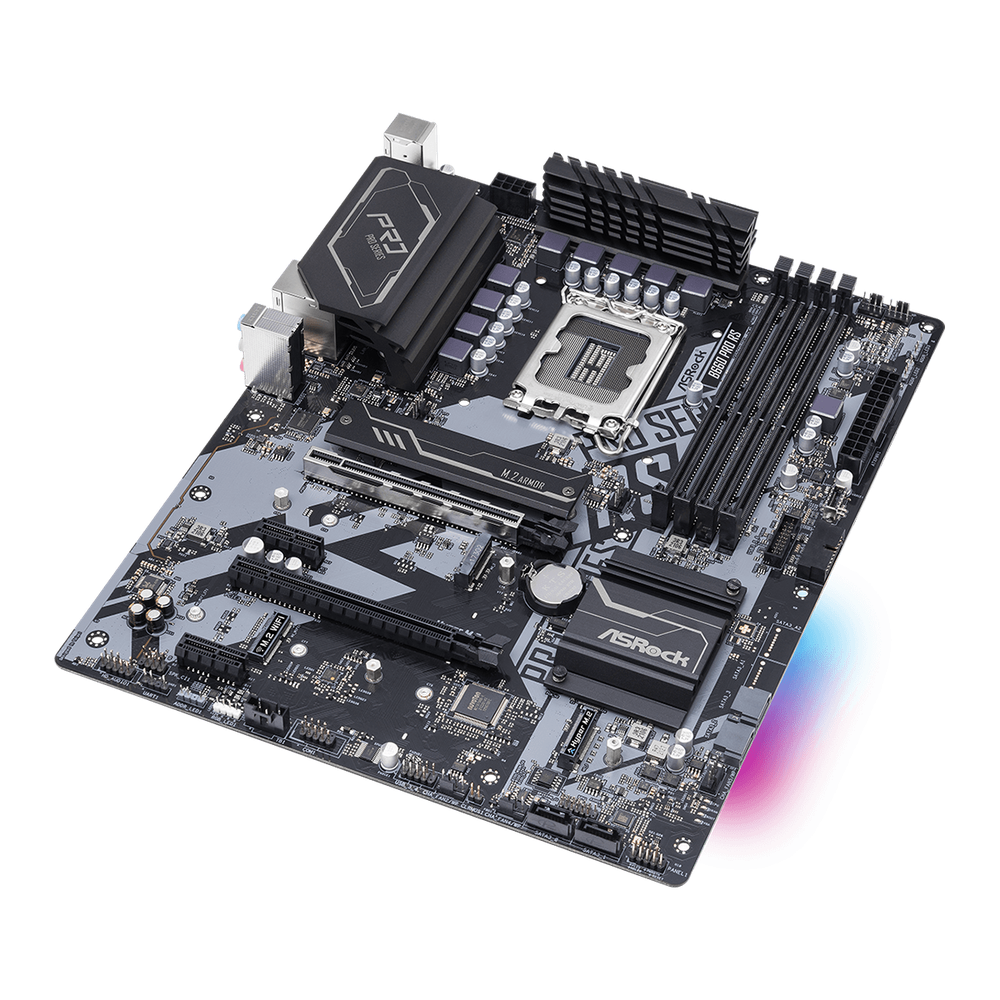 B660 Chipset ATX12*9.6 4 PCB Layer 8+1 Dr.MOS 4 DIMMs DDR4 12K Caps PCIe x16 2 (4.0x16 3.0x4) HDMI DP SATA3 4