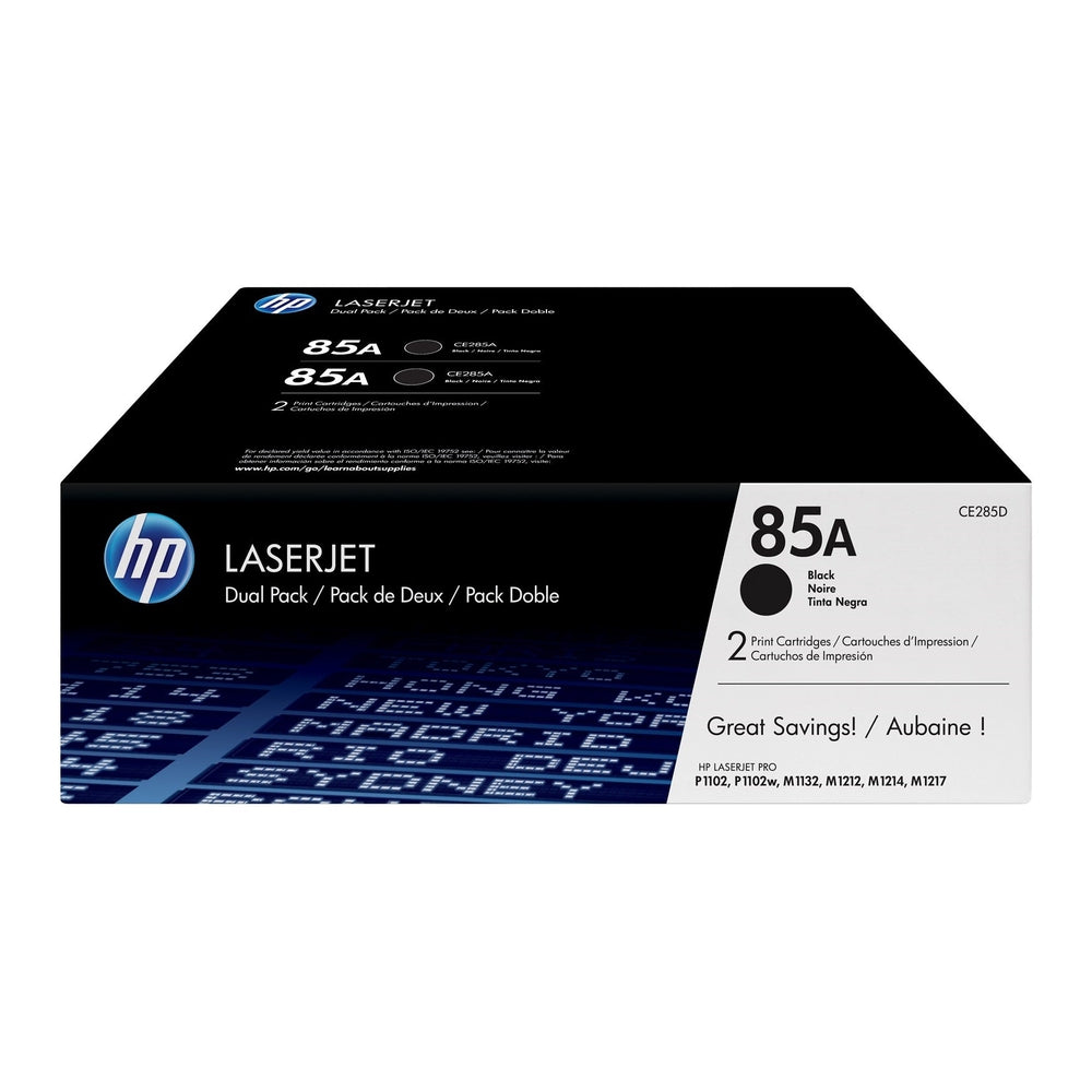 HP 85A Blk Dual Pack LJ Toner Cartridge-1600 pgs for P1102/M1132/M1212/M1214/M1217