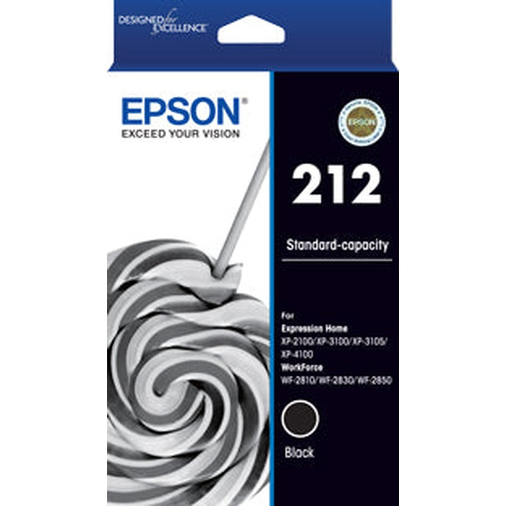 Epson 212 Std Black Ink - XP-4100 XP-3105 XP-3100 XP-2100 WF-2850 WF-2830 WF-2810