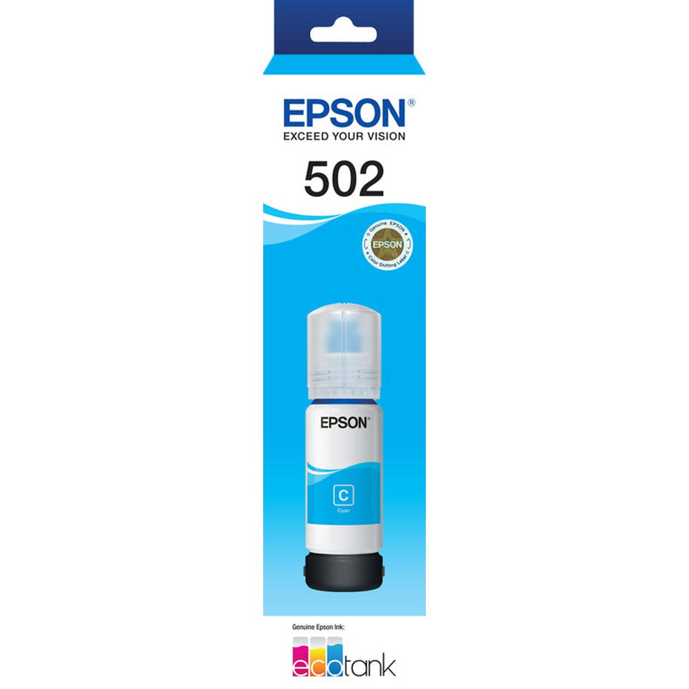 Epson T502 Cyan Ink Bottle - ET-2700 ET-2750 ET-3700 ET-4750