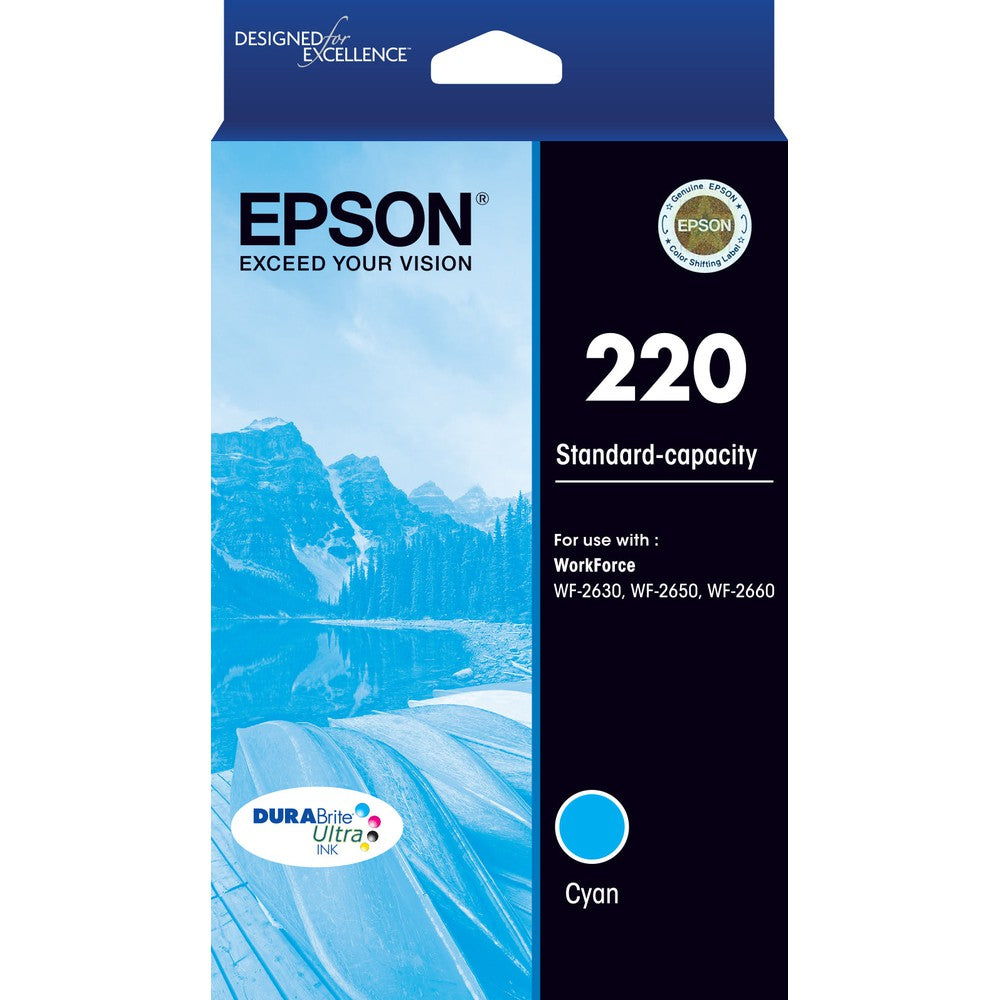 Epson 220 Std Capacity DURABrite Ultra Cyan ink(Epson WorkForce WF-2630 WF-2650 WF-2660)