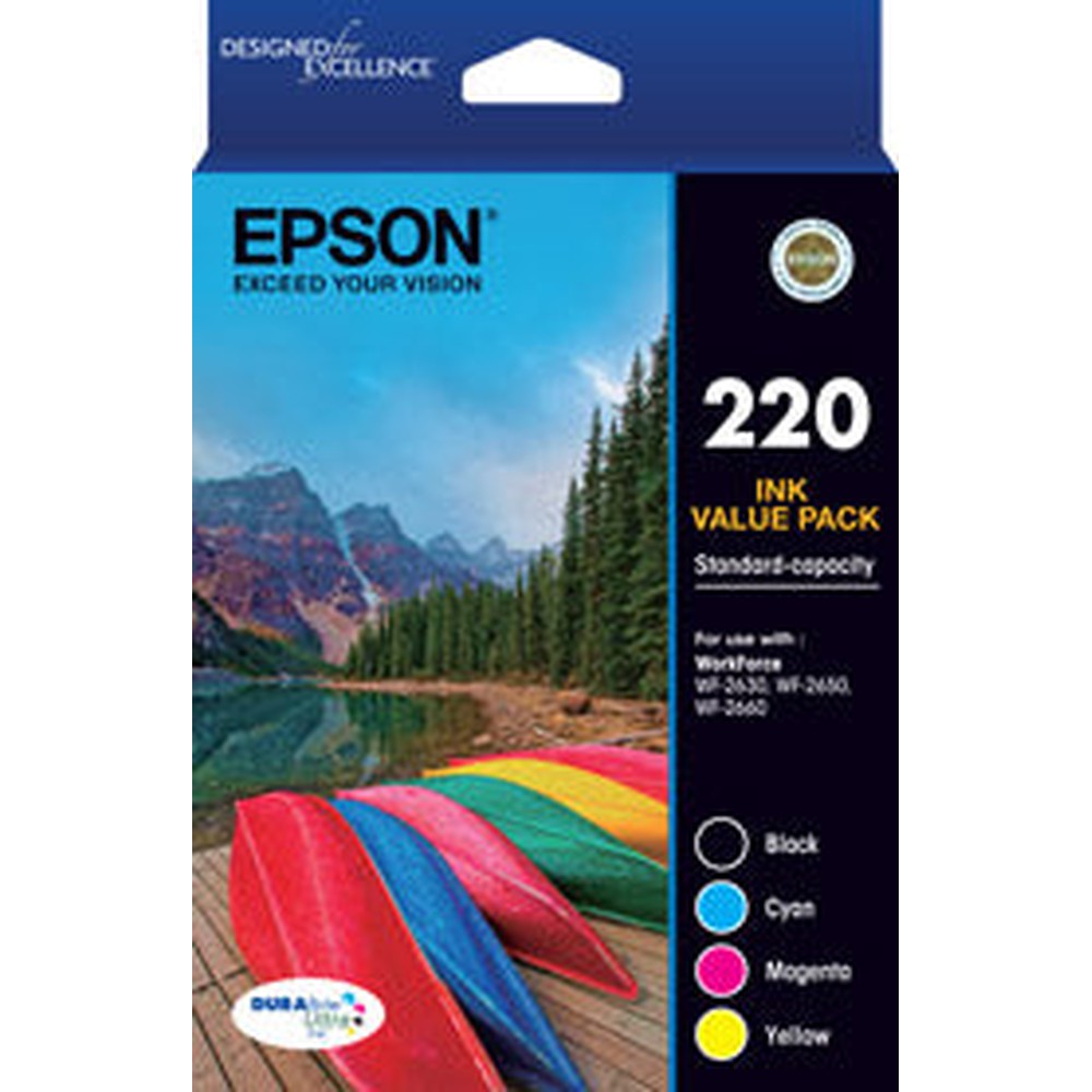 Epson 220 Four Colour Std Value Pack (Black Cyan Magenta and Yellow)-Epson WorkForce WF-2630 WF-2650 & WF-2660