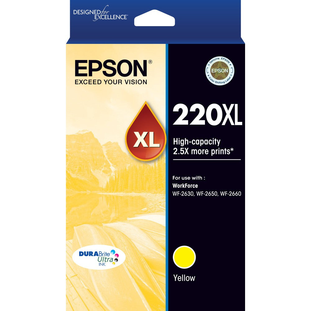 Epson 220XL High Capacity DURABrite Ultra Yellow ink(Epson WorkForce WF-2630 WF-2650 WF-2660)