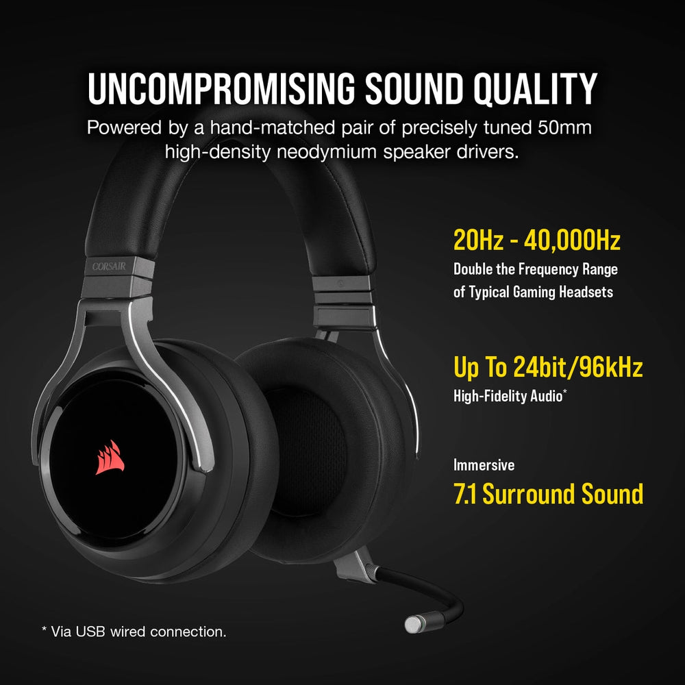 CORSAIR VIRTUOSO RGB WIRELESS High-Fidelity Gaming Headset Carbon