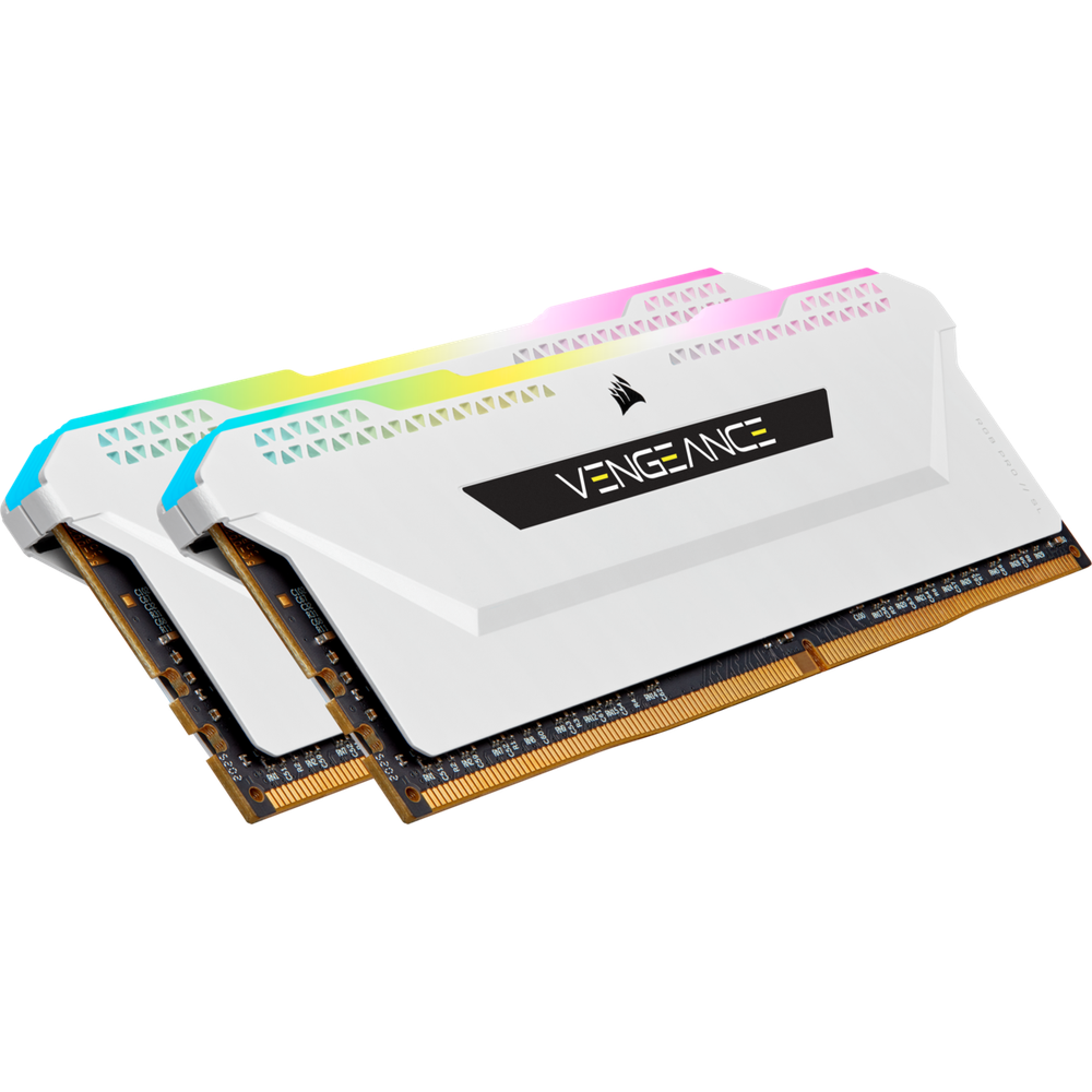 Corsair DDR4 3200MHz 16GB 2x8GB Dimm Unbuffered 16-20-20-38 XMP 2.0 Vengeance RGB Pro SL White Heatspreader RGB LED 1.35V for AMD Ryzen & Intel