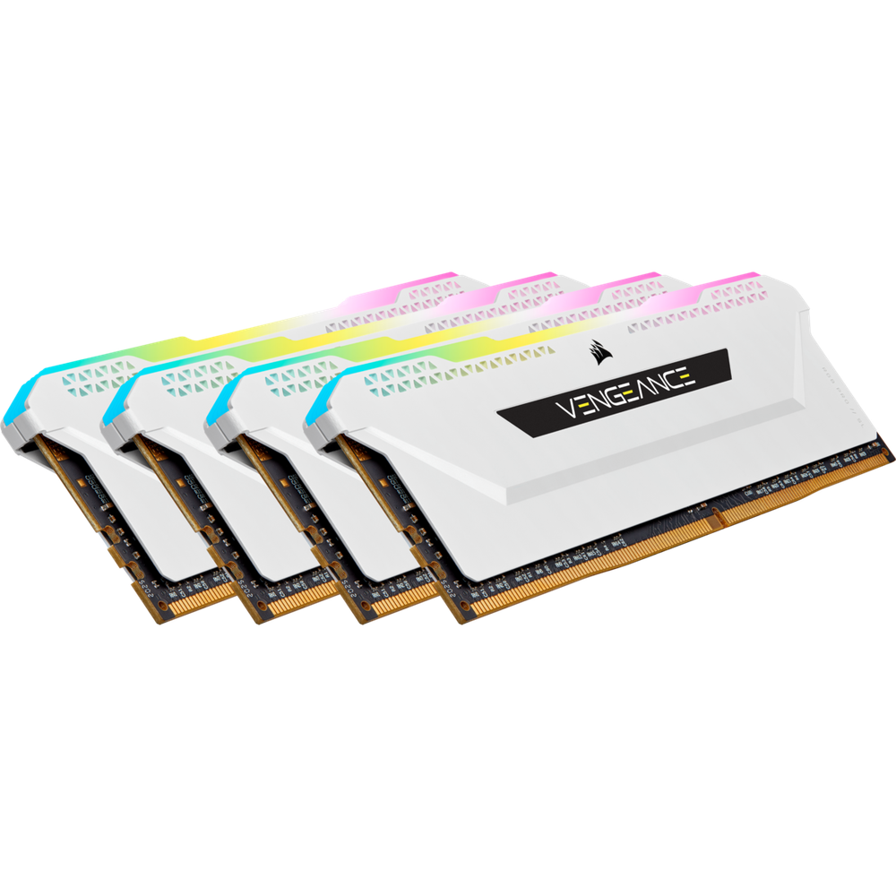 Corsair DDR4 3200MHz 32GB 4x8GB DIMM Unbuffered 16-20-20-38 XMP 2.0 Vengeance RGB Pro SL White Heatspreader 1.35V for AMD Ryzen/Threadripper/Intel