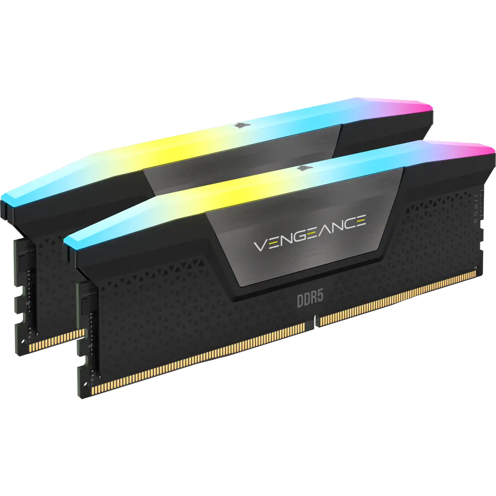 DDR5 6000MT/s 32GB 2x16GB DIMM Unbuffered 36-36-36-76 Std PMIC XMP 3.0 VENGEANCE RGB DDR5 Black Heatspreader Black PCB 1.35V
