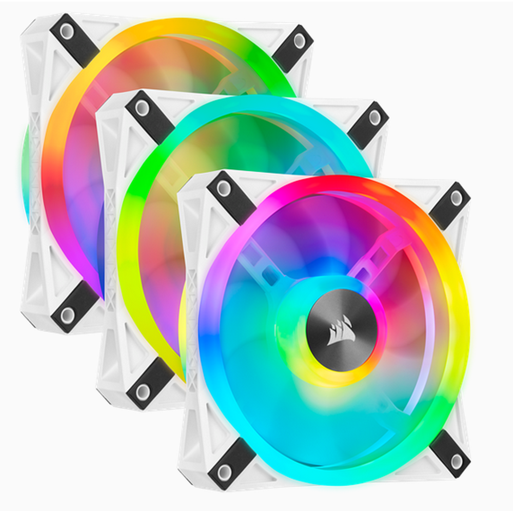 Corsair WHITE QL120 RGB 120mm RGB LED Fan Triple Pack with Lighting Node CORE