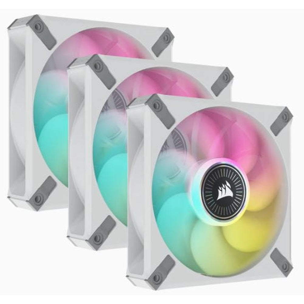 CORSAIR ML ELITE Series ML120 RGB ELITE WHITE 120mm Magnetic Levitation RGB Fan with AirGuide Triple Pack with Lighting Node CORE