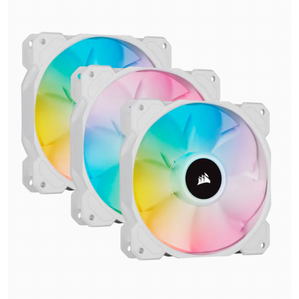 Corsair White SP120 RGB ELITE 120mm RGB LED Fan with AirGuide Triple Pack with Lighting Node CORE