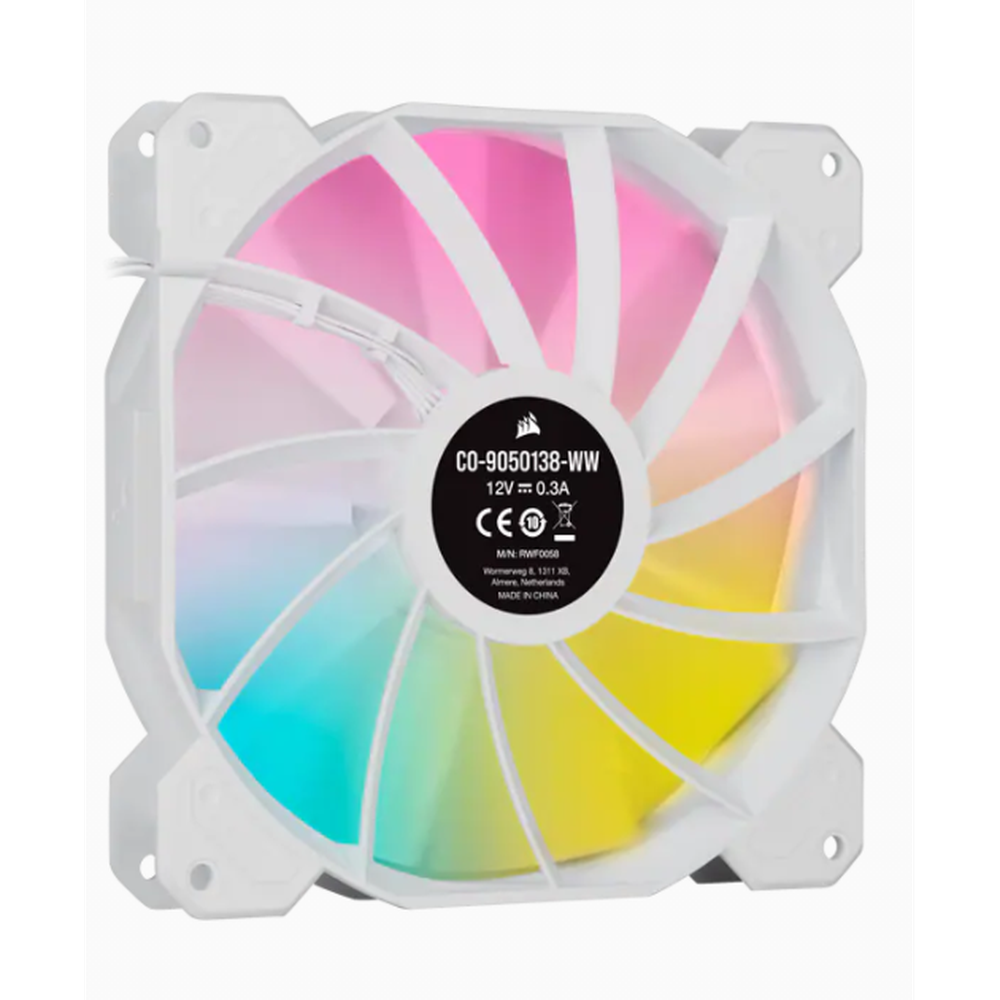 Corsair White SP140 RGB ELITE 140mm RGB LED Fan with AirGuide Single Pack