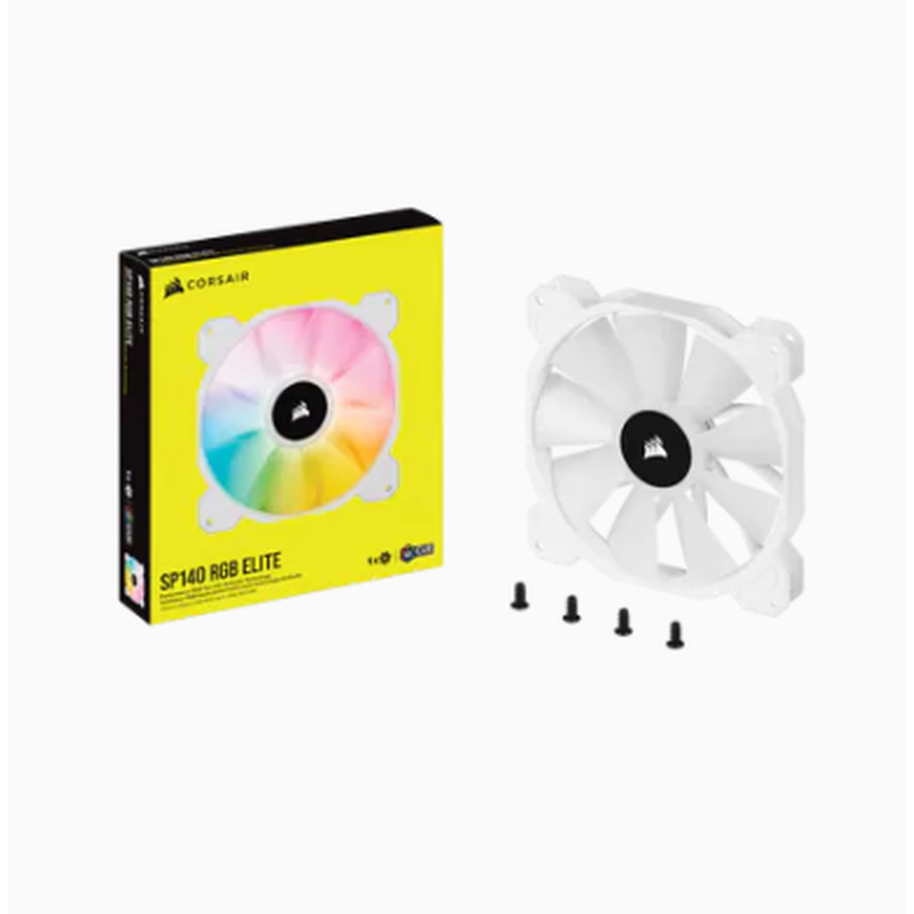 Corsair White SP140 RGB ELITE 140mm RGB LED Fan with AirGuide Single Pack