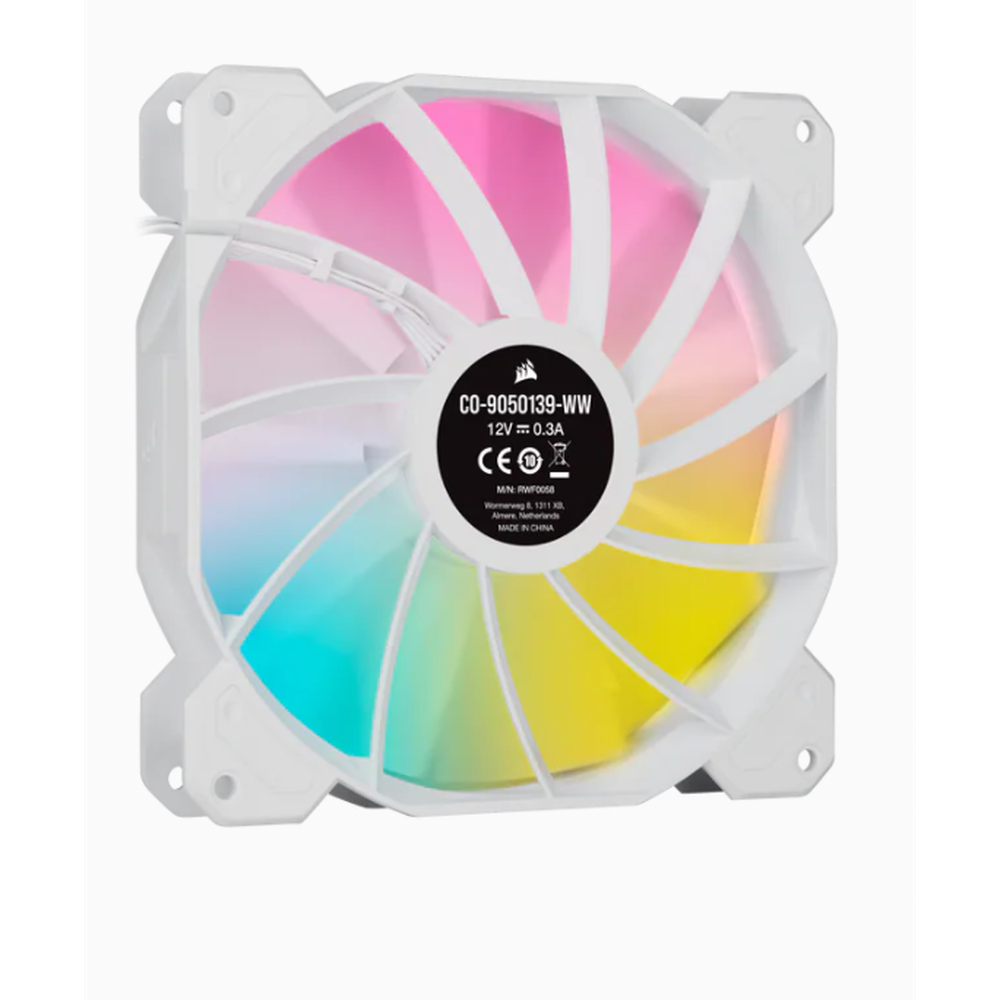 Corsair White SP140 RGB ELITE 140mm RGB LED Fan with AirGuide Dual Pack with Lighting Node CORE