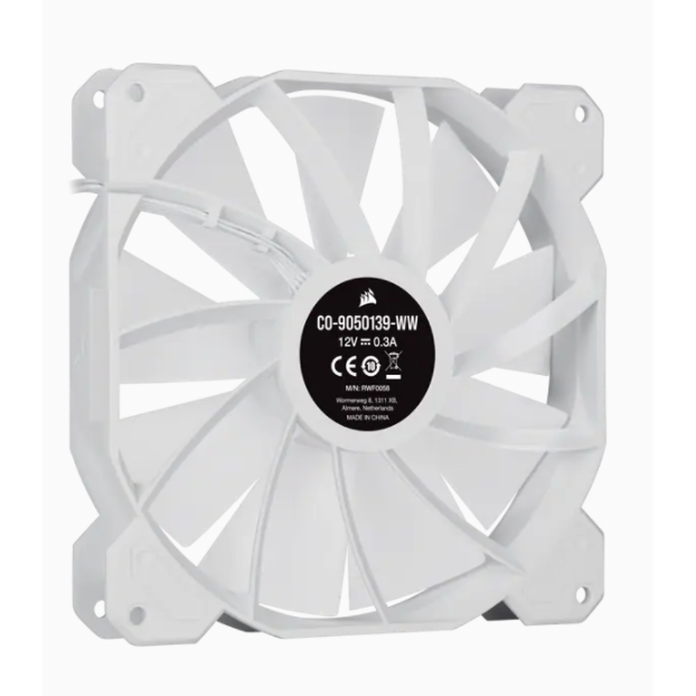Corsair White SP140 RGB ELITE 140mm RGB LED Fan with AirGuide Dual Pack with Lighting Node CORE