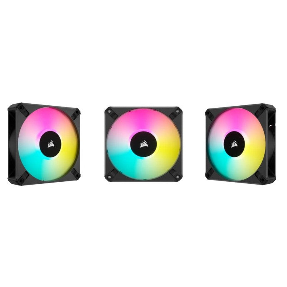 CORSAIR AF ELITE Series AF120 RGB ELITE 120mm Fluid Dynamic RGB Fan with AirGuide Triple Pack with Lighting Node CORE XT