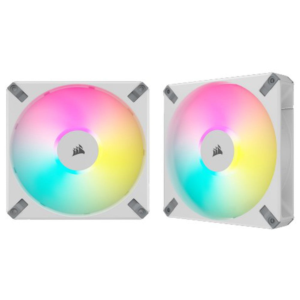 CORSAIR AF ELITE Series AF140 RGB ELITE WHITE 140mm Fluid Dynamic RGB Fan with AirGuide Dual Pack with Lighting Node CORE XT