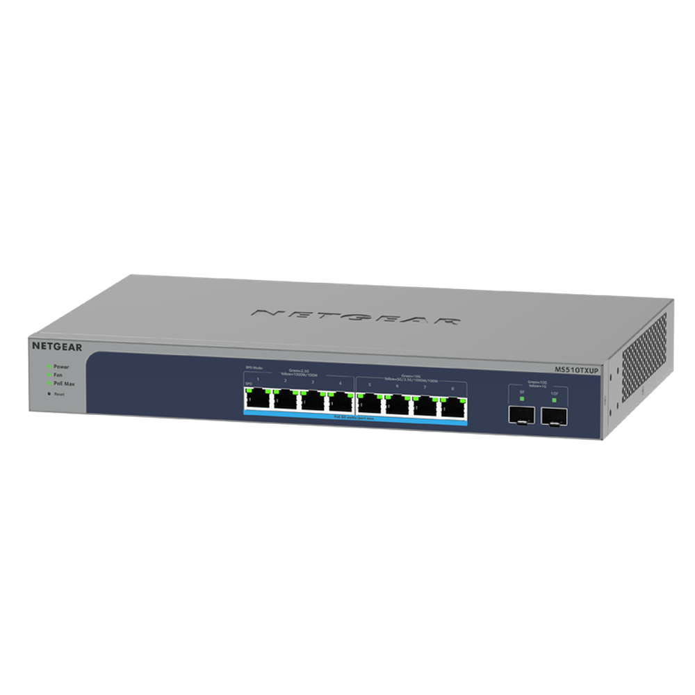 NETGEAR 8-Port Multi-Gigabit/10G Ethernet Ultra60 PoE++ Smart Managed Pro Switch with 2 SFP+ Ports (MS510TXUP)
