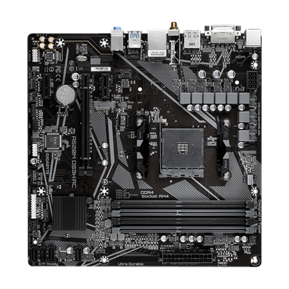 Gigabyte AMD A520 Motherboard with Pure Digital VRM Solution High Quality Audio GIGABYTE Gaming LAN w Bandwidth Management PCIe 3.0 x4 M.2 RGB FUSION 2.0