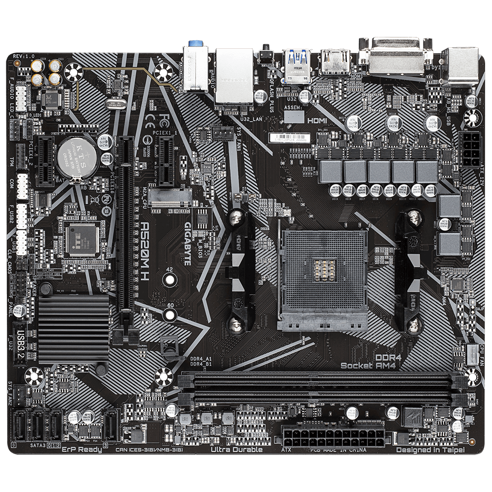 Gigabyte AMD A520 Ultra Durable MB w Pure Digital VRM Solution GIGABYTE Gaming LAN with Bandwidth Management PCIe 3.0 x4 M.2 RGB FUSION 2.0