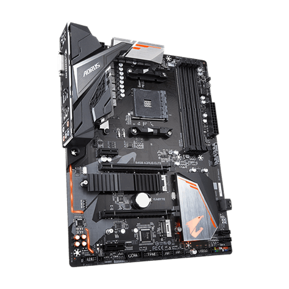 Gigabyte AMD B450 AORUS ELITE AM4 4xDDR4 1xDVI 1xHDMI 1xRJ45 4xPCI-E ATX 2xM.2 6xSATA