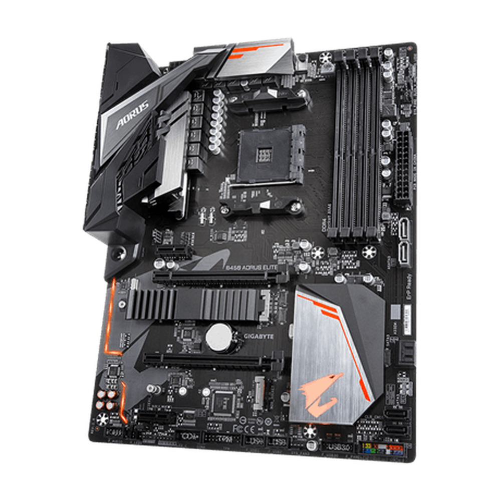Gigabyte AMD B450 AORUS ELITE AM4 4xDDR4 1xDVI 1xHDMI 1xRJ45 4xPCI-E ATX 2xM.2 6xSATA