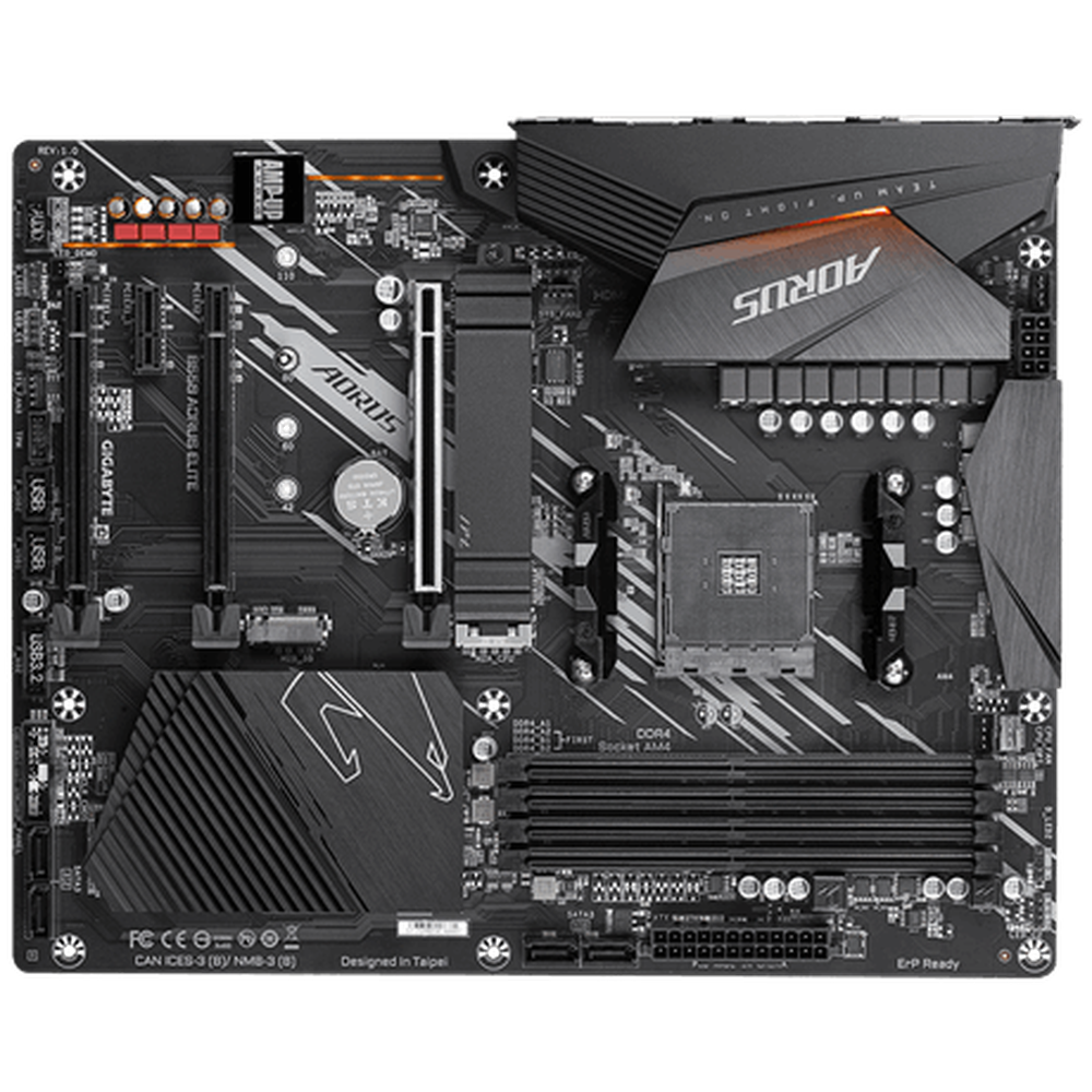 GIGABYTE AMD B550 AORUS ELITE AMD Socket AM44 x DDR4 DIMM1 x DVI-D1 x HDMI x SATA 3 4 x USB 3.2 4 x USD2.0 1 x1 PCIE4 2 x PCIE 3 1 x M.2