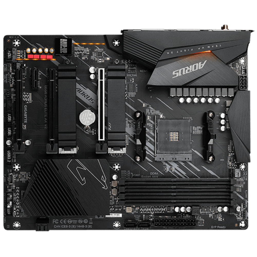 Gigabyte AMD B550 AORUS MB 12+2 Phases Digital Twin Power Design Enlarged Surface Heatsinks Dual PCIe 4.0/3.0 x4 M.2 with Dual Thermal Guards Intel WiFi 6 8