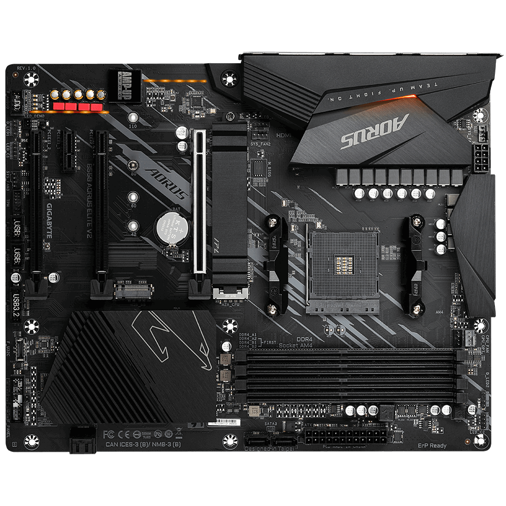 Gigabyte AMD B550 AORUS MB wTrue 12+2 Phases Digital VRM Enlarged Surface Heatsinks PCIe 4.0 x16 Slot Dual PCIe 4.0/3.0 x4 M.2 wOne Thermal