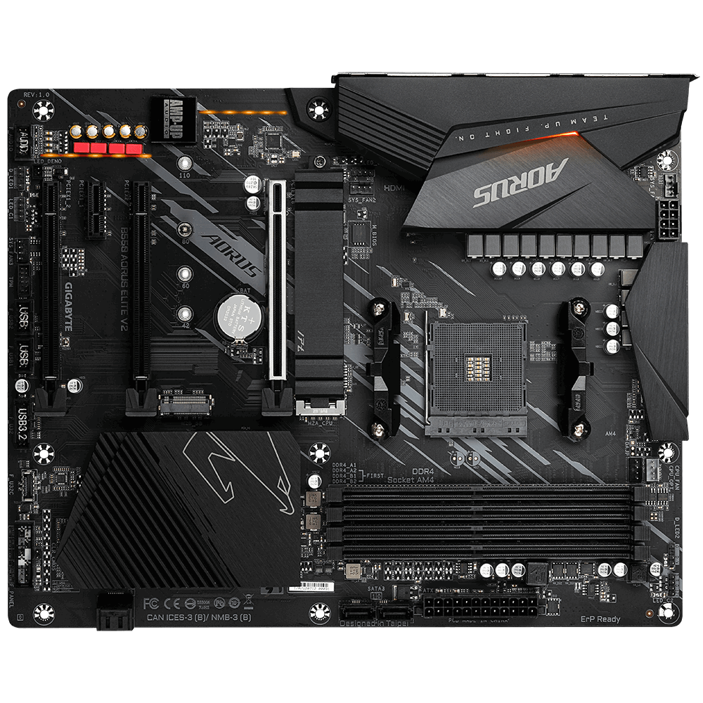 Gigabyte AMD B550 AORUS MB wTrue 12+2 Phases Digital VRM Enlarged Surface Heatsinks PCIe 4.0 x16 Slot Dual PCIe 4.0/3.0 x4 M.2 wOne Thermal