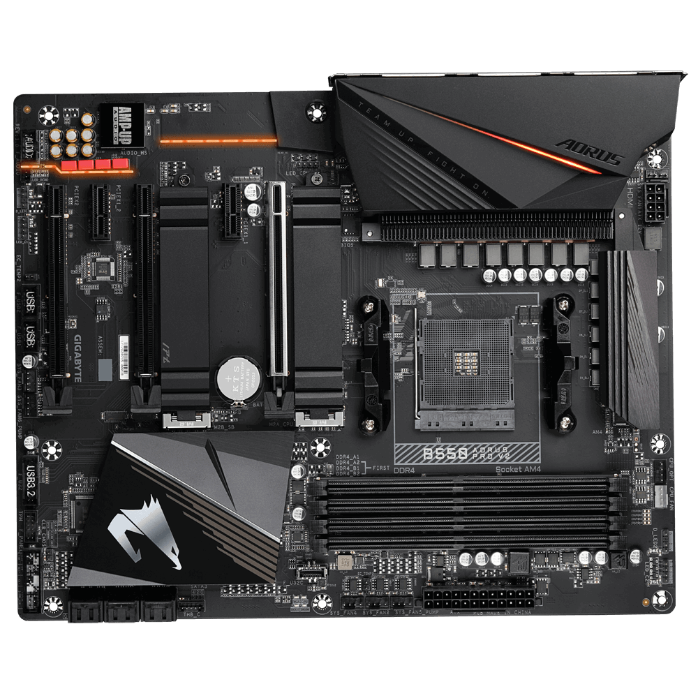 Gigabyte AMD B550 AORUS MB w12+2 Phases Digital Twin Power DesignFins-Array Heatsink Direct-Touch Heatpipe Dual PCIe 4.0/3.0 x4 M.2 wDual