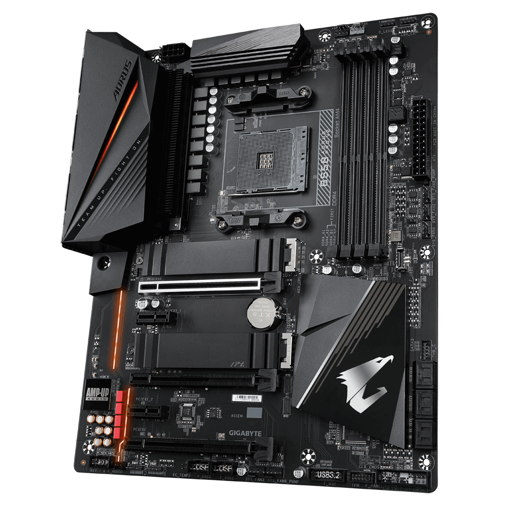 Gigabyte AMD B550 AORUS MB w12+2 Phases Digital Twin Power DesignFins-Array Heatsink Direct-Touch Heatpipe Dual PCIe 4.0/3.0 x4 M.2 wDual
