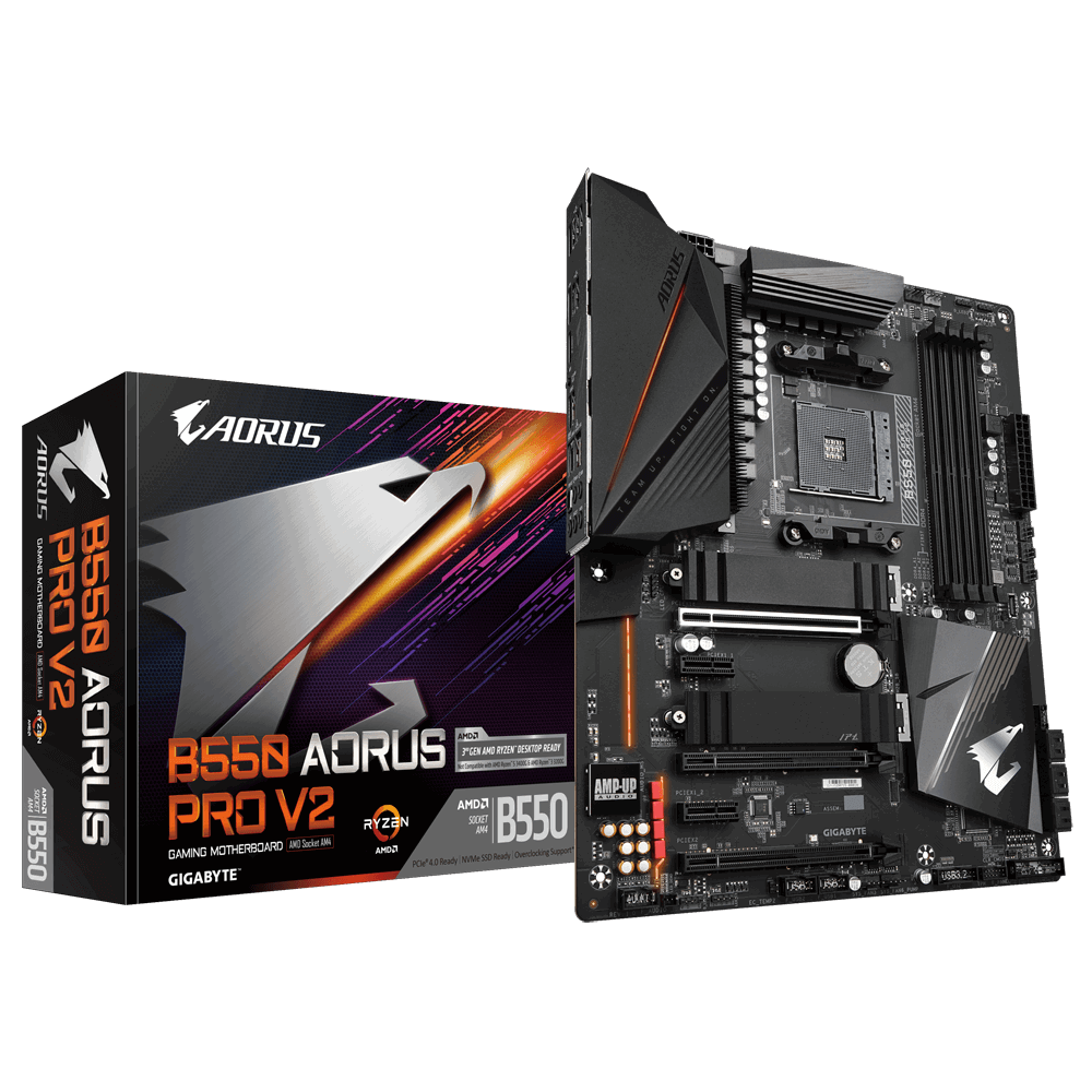 Gigabyte AMD B550 AORUS MB w12+2 Phases Digital Twin Power DesignFins-Array Heatsink Direct-Touch Heatpipe Dual PCIe 4.0/3.0 x4 M.2 wDual