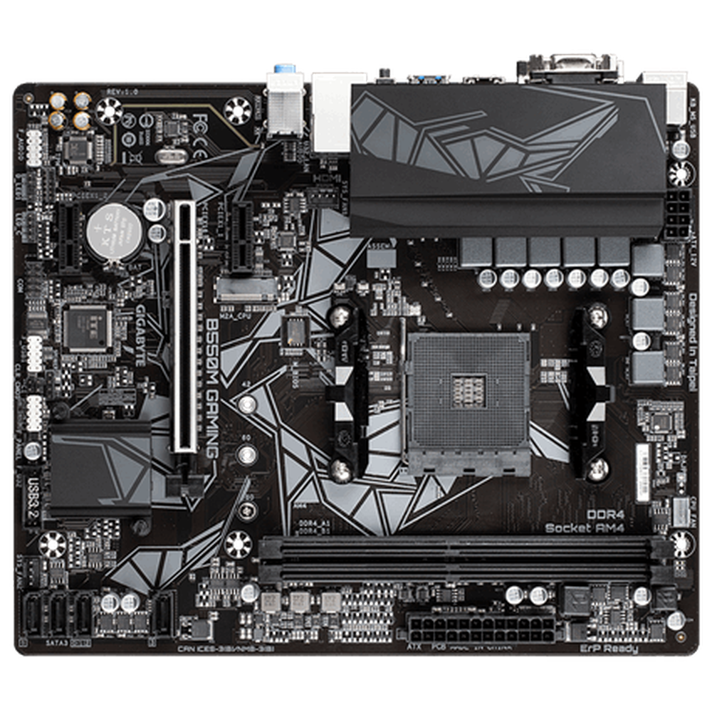 Gigabyte AMD B550 Gaming MBwPure Digital VRM Sol GIGAGaming LAN wBndwdth Mngmnt PCIe 4/3 x4 M.2 RGB FUS 2.0 Smrt Fn 5 Q-Flash Pls Ant-Slfr Rsstrs Design